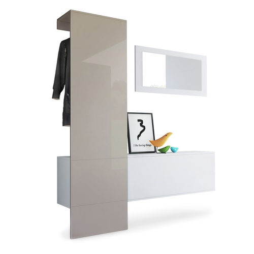 Mobile per ingresso Neve 4, appendiabiti specchio e scarpiera in 13 colori design